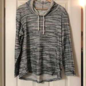 Style and Co hooded sweater gray, black, and white